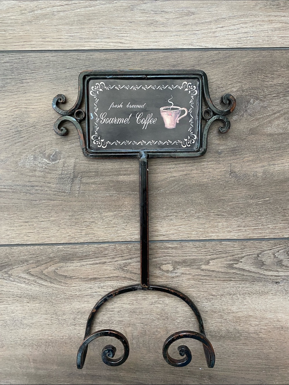 Gourmet Coffee Decorative Metal Sign - Black with Pink Accent